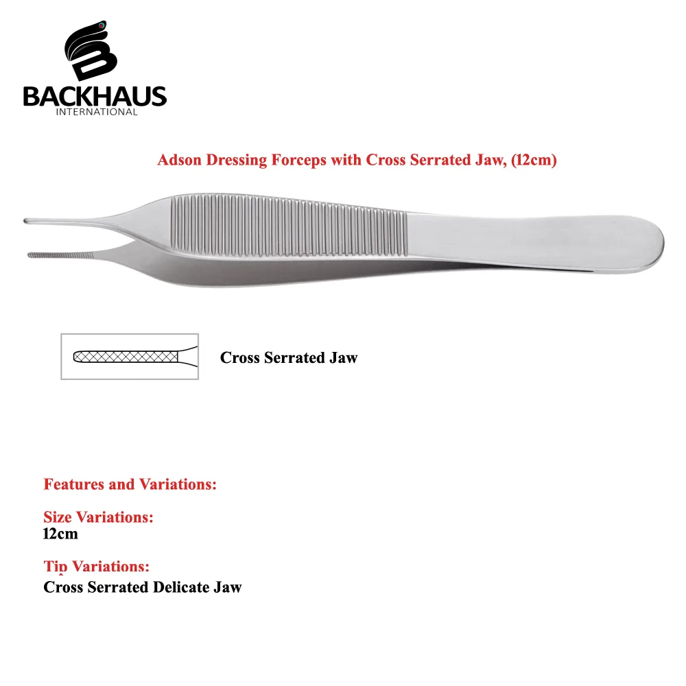 Adson Dressing Forceps with Cross Serrated Jaw, (12cm)