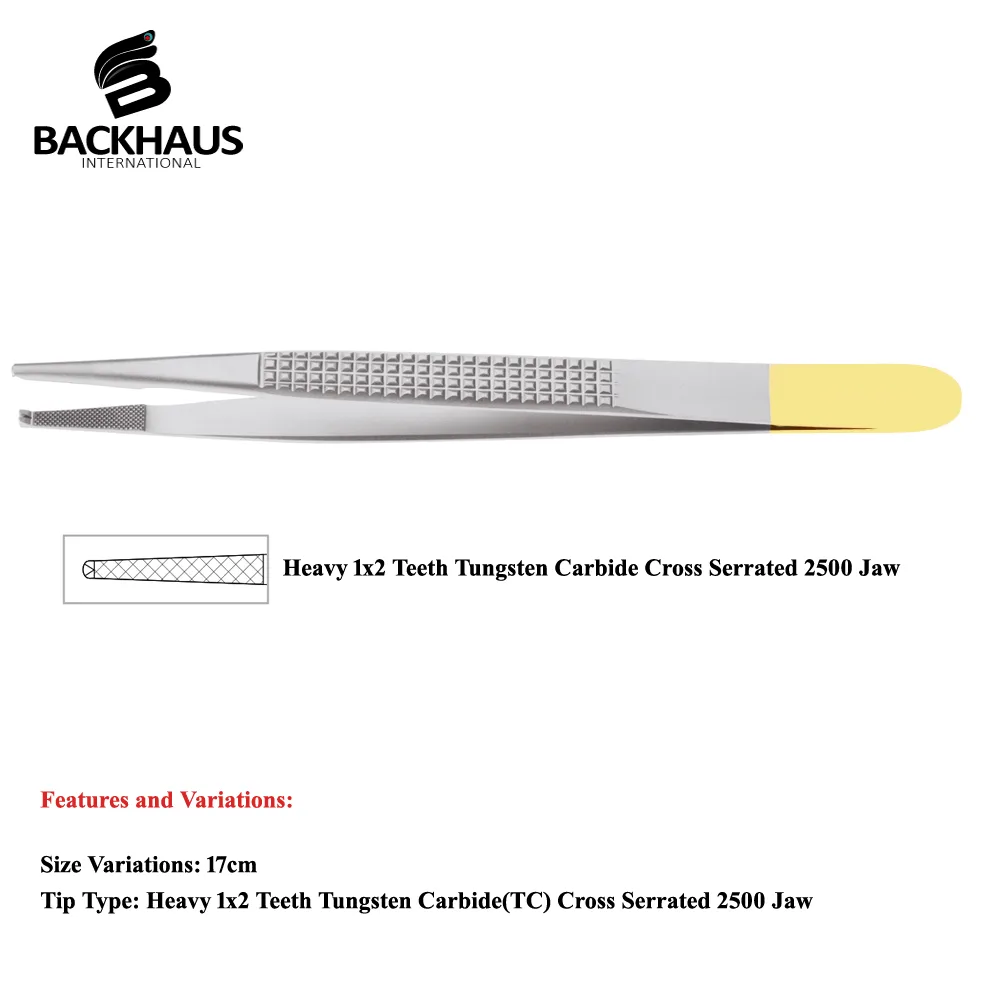 Bonney Forceps 17cm with Heavy 1x2 Teeth Tungsten Carbide Cross Serrated 2500 Jaw