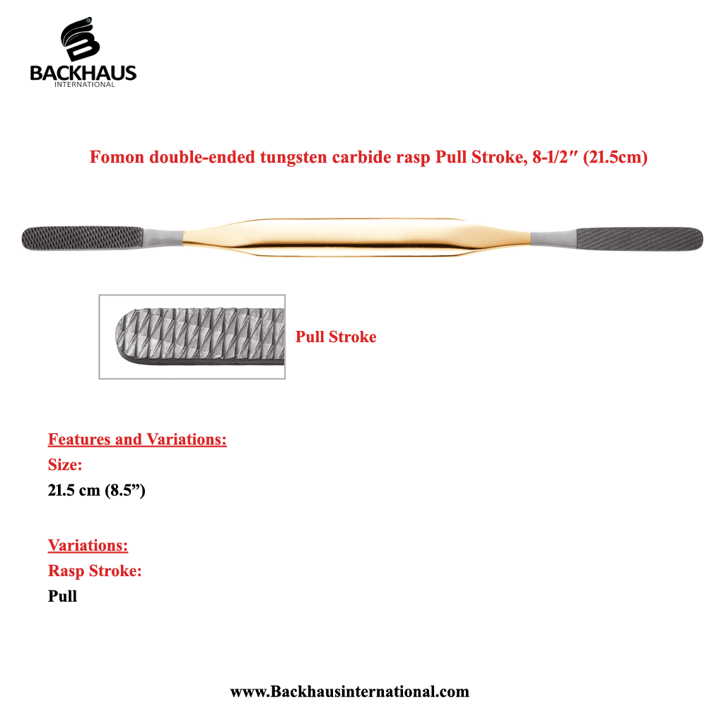 Fomon double-ended tungsten carbide rasp Pull Stroke, (21.5cm)
