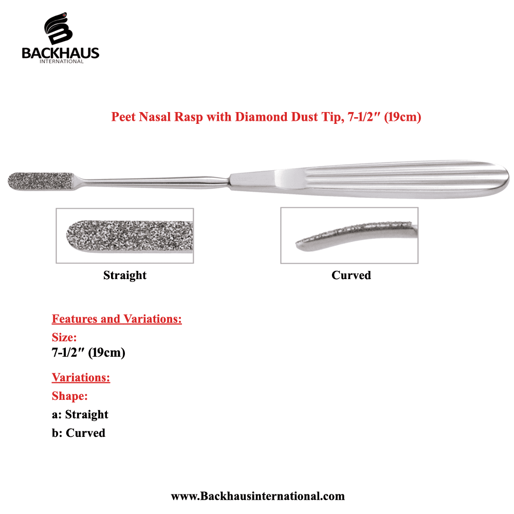 Peet Nasal Rasp with Diamond Dust Tip, (19cm)