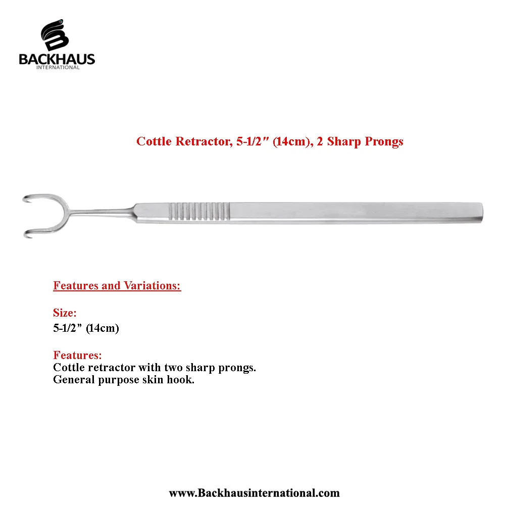 Cottle Retractor, (14cm), 2 Sharp Prongs
