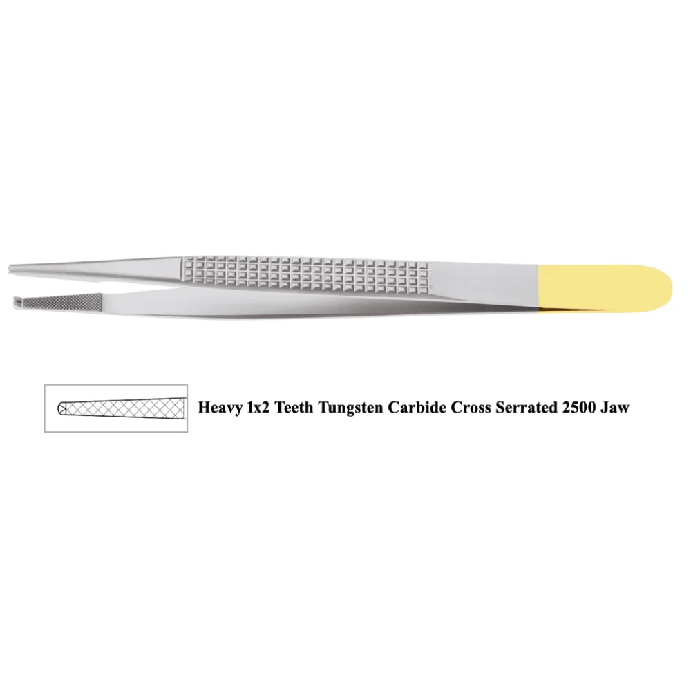 Bonney Forceps 17cm with Heavy 1×2 Teeth Tungsten Carbide Cross Serrated 2500 Jaw
