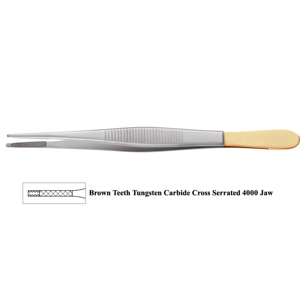 Brown Tissue Forceps with Tungsten Carbide (TC) Cross Serrated 4000 Jaw