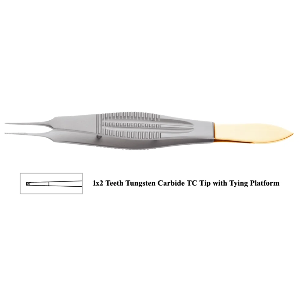 Castroviejo Forceps 10cm with 1×2 Teeth Tying Platform TC Tip