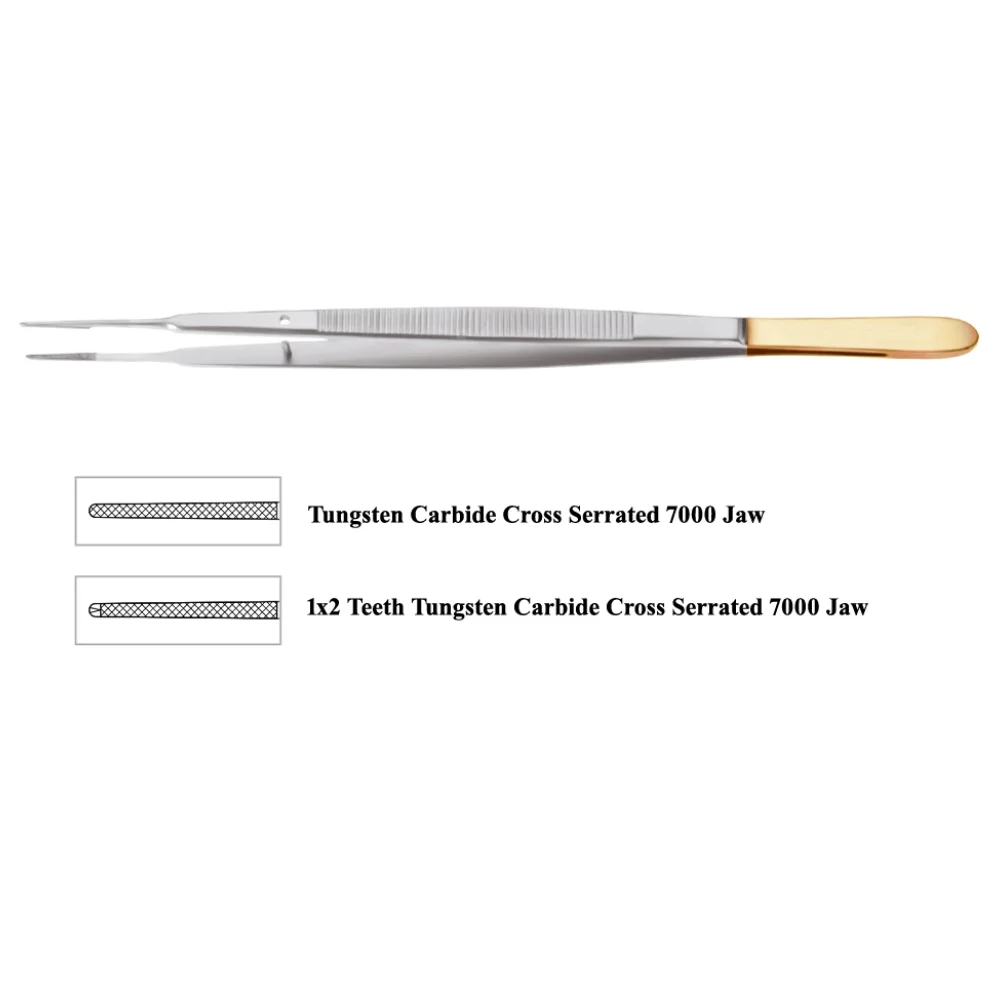 Gerald Forceps with 1×2 Teeth Cross Serrated TC Tip 7000 Jaw