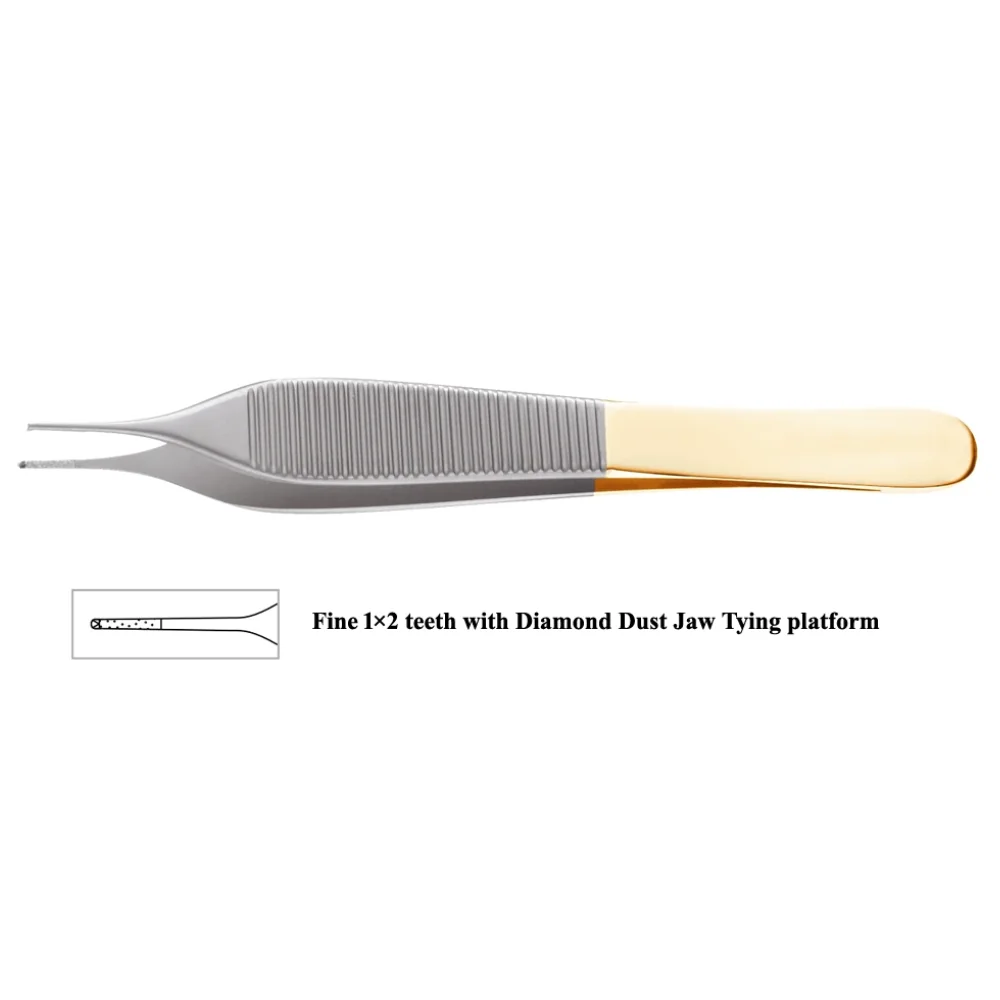Gorney Adson Forceps fine 1×2 teeth with Diamond Dust Jaw Tying platform