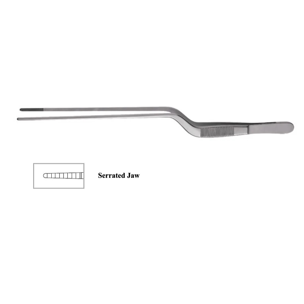 Gruenwald Dressing Bayonet Forceps With Serrated Jaw, (20cm)