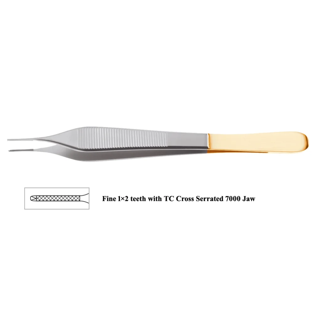 Horton Adson Forceps fine 1×2 teeth with TC Cross Serrated 7000 Jaw