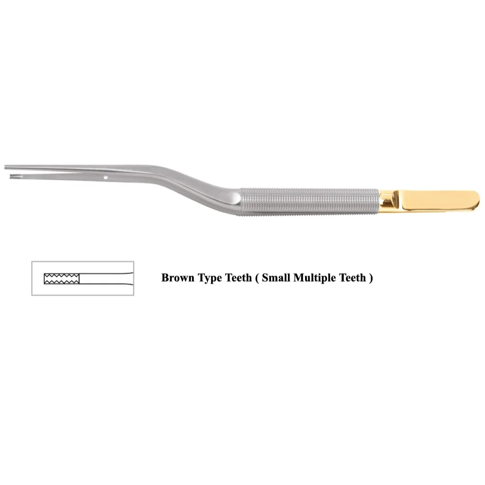 Tebbetts Bayonet Forceps With Brown Type Teeth, (19.5cm)