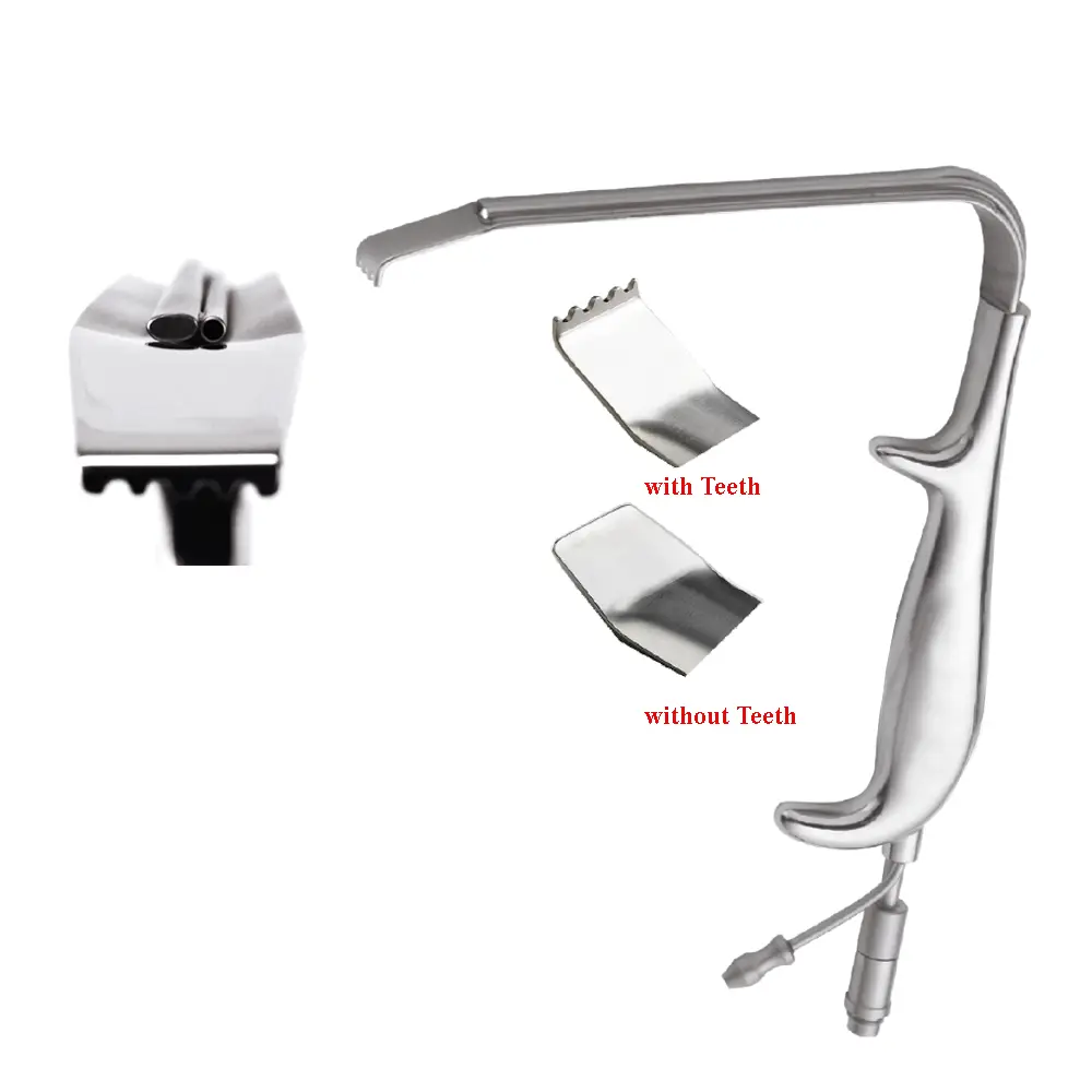 Tebbetts Breast Retractor with  Fiber Optic Light Guide and Suction Tube, 18.5cm