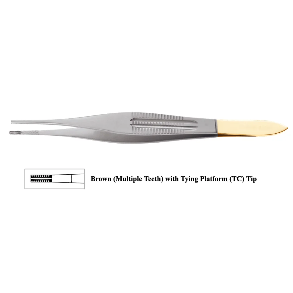 Tebbetts Brown Tissue Forceps 12cm with Tungsten Carbide (TC) Tip